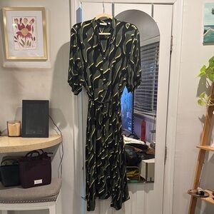 Weekday Green Dress with Yellow& Black Pattern